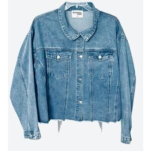 SAVANNA JANE LONG SLV WESTERN BUTTON RHINESTONE JACKET, WOMENS, 2X, DENIM BLUE